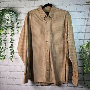 EDDIE BAUER RELAXED FIT WRINKLE RESISTANT LONG SLEEVE TAN PLAID SHIRT SIZE LARGE
